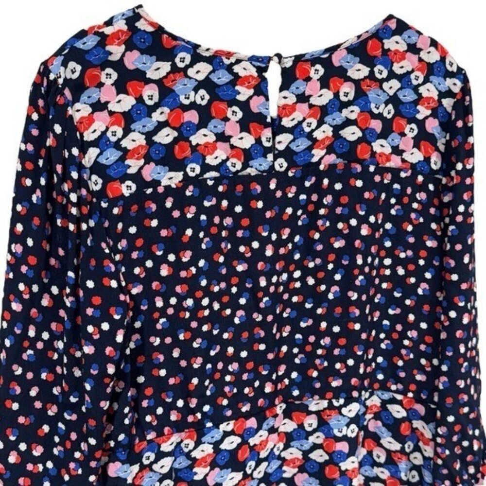 Boden Red White Pink and Blue Floral Babydoll Blouse Festival Party Bohemian 10 - Picture 6 of 10
